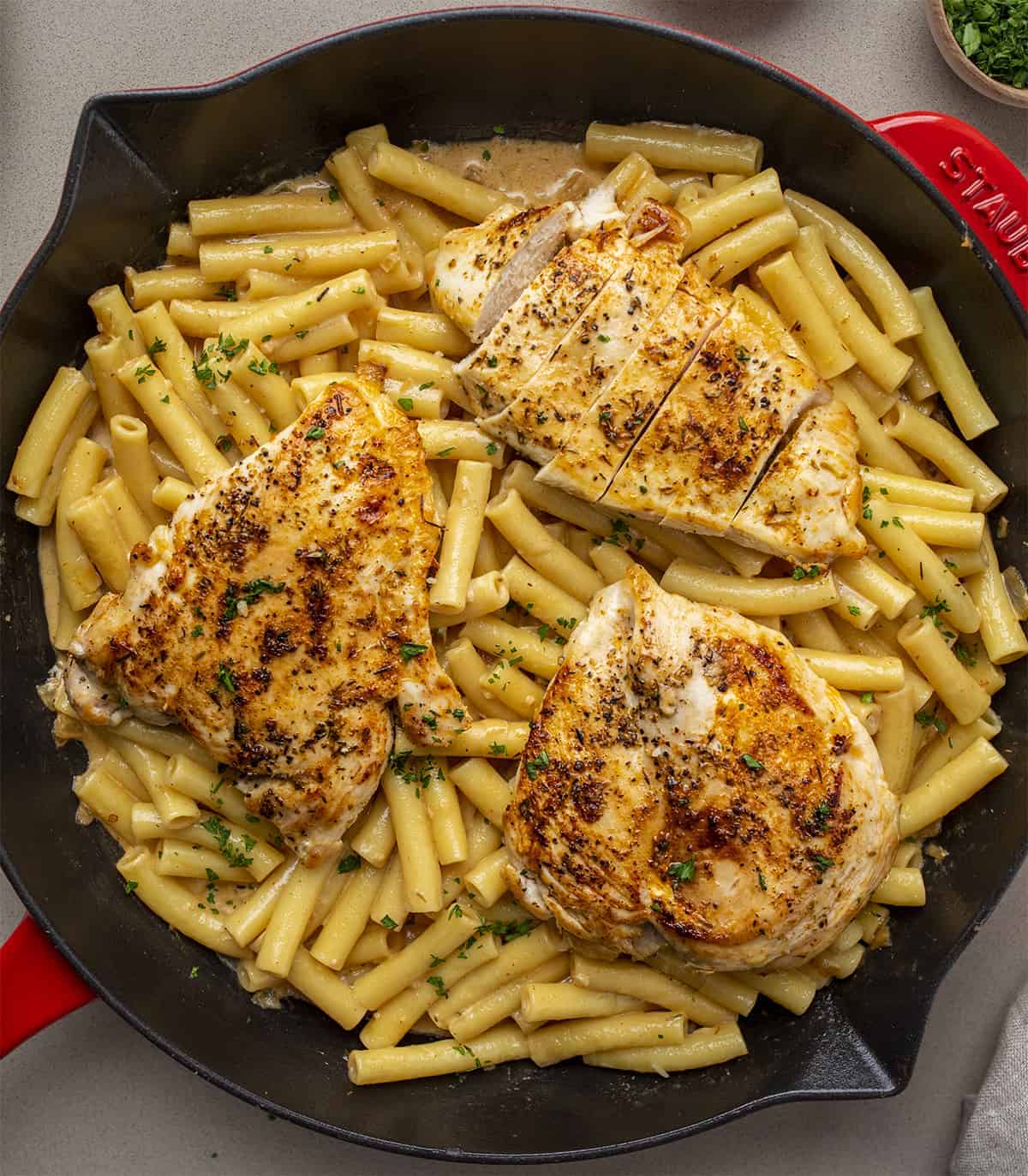 Chicken with Cajun and Pasta in a Skillet